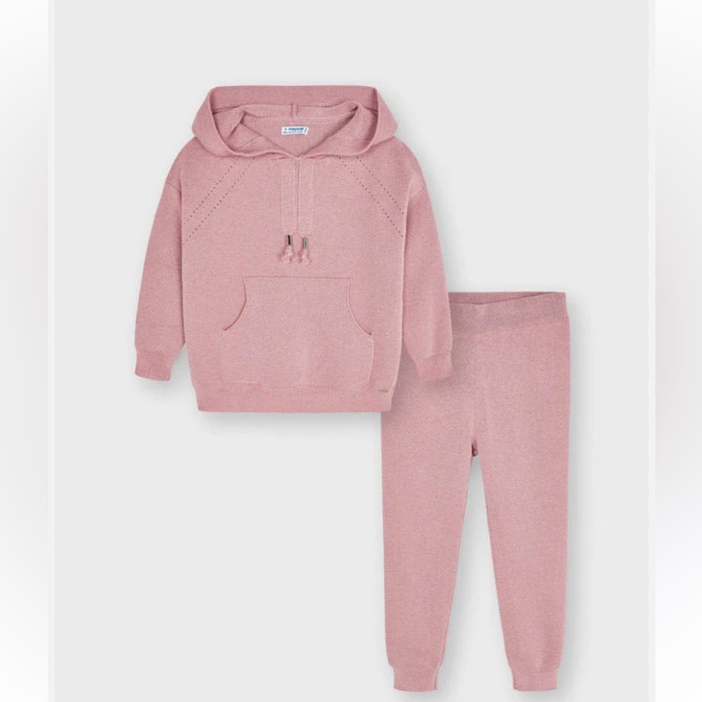 mayoral metallic knitted jogger + hoodie